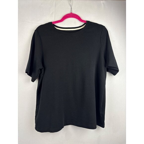 Isaac Mizrahi Live! Essentials Black Crew Neck T-Shirt 1X 100% Cotton Womens - Picture 2 of 6
